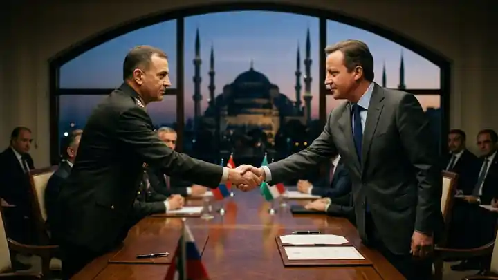 Delegates shaking hands at the Makkah defence agreement signing ceremony