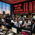 PSX KSE-100 crash: traders watch red tickers as the index sheds 3,300 points over the oil war and global selloff