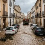 Flooded street in eastern Spain after Storm Adam