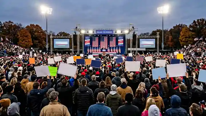 Michigan Senate campaign rally crowd where Trump attacked Abdul El-Sayed
