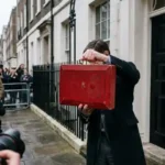 UK Budget 2026 red dispatch box outside 11 Downing Street